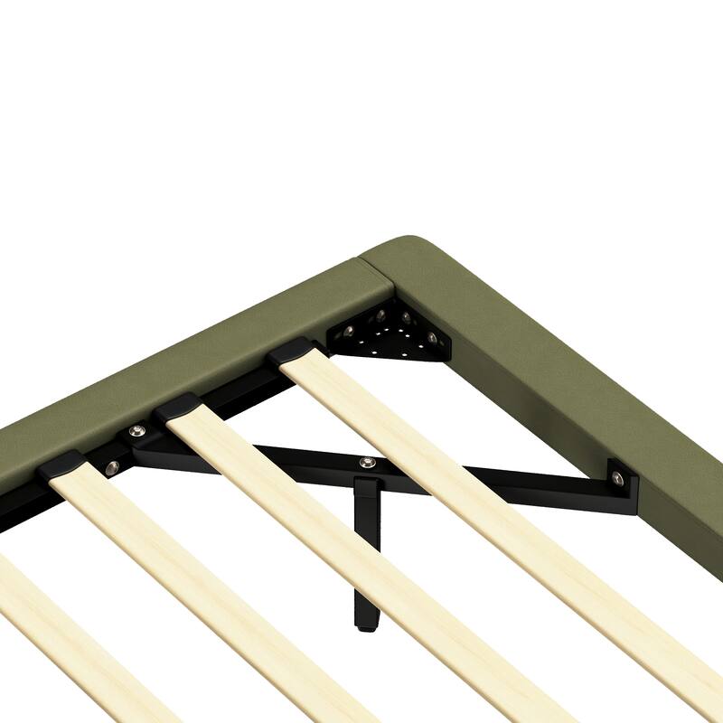 Modern PU Leather Full Size Floating Platform Bed Frame with LED Light
