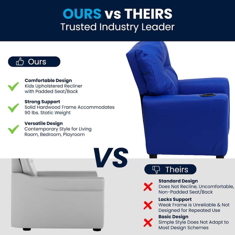Contemporary Kids Recliner with Cup Holder