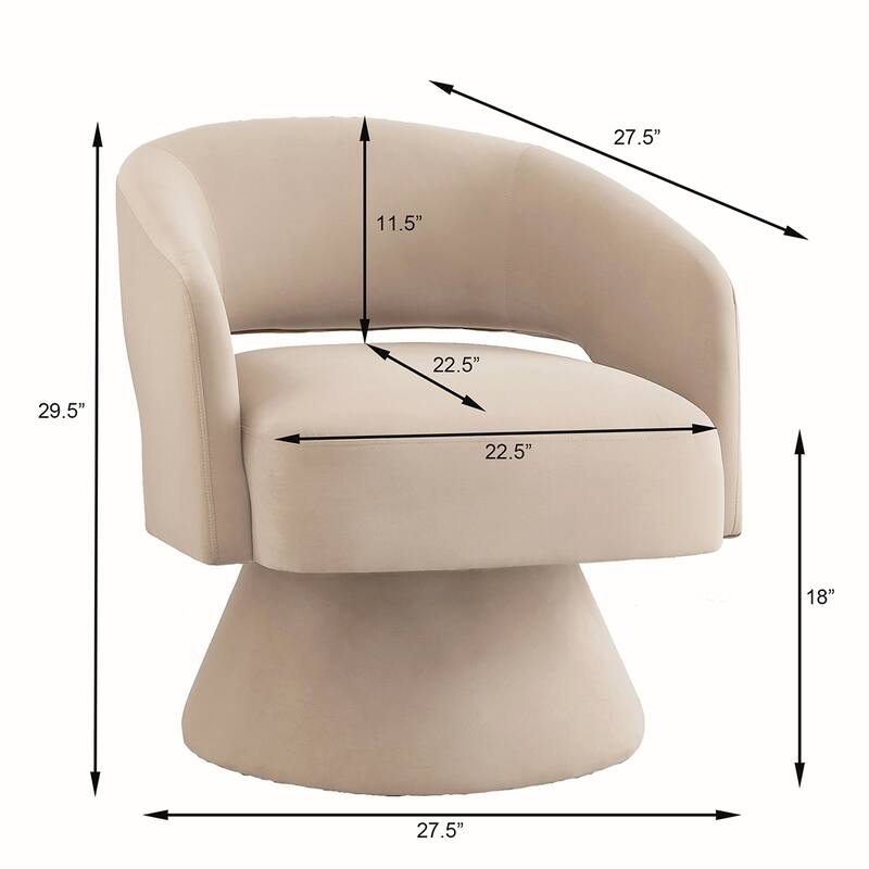 360 Degree Velvet Swivel Barrel Chair