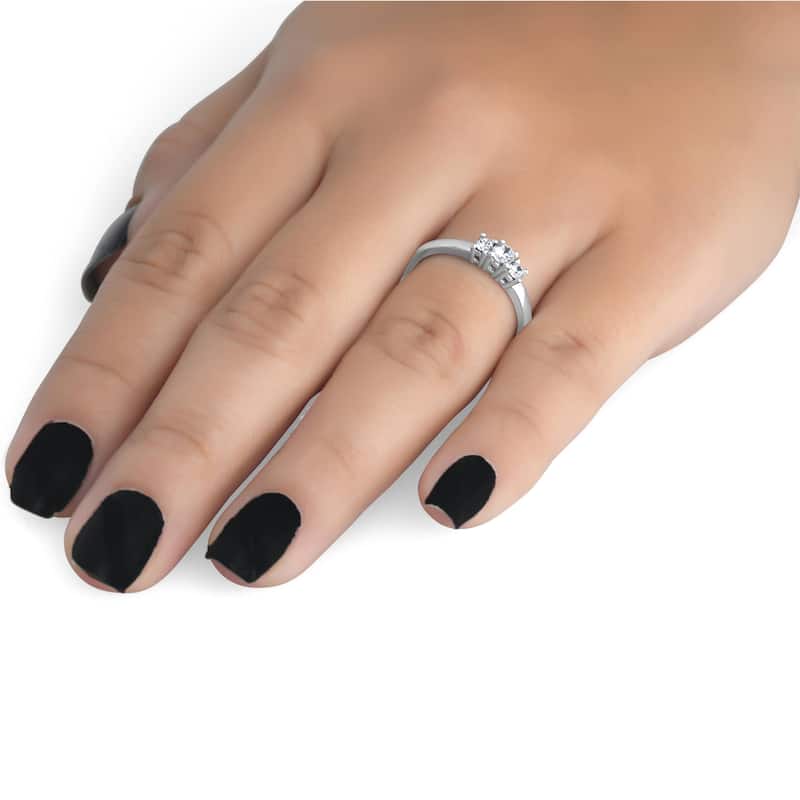 1/4 Ct Three Stone Lab Grown Diamond Engagement Ring White Gold