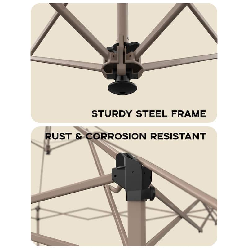 12' x 12' Outdoor Gazebo, Heavy Duty Double Roof Patio Gazebo with Netting and Curtains