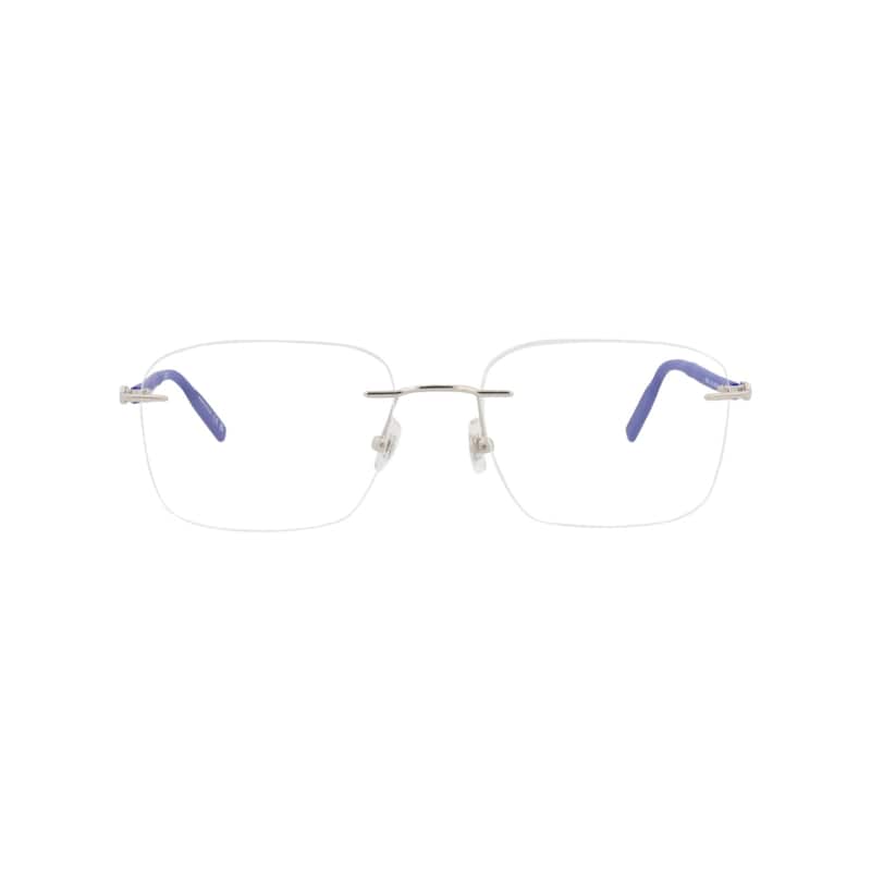 Montblanc Square-Frame Metal Optical Frames - Silver Blue Transparent - Silver