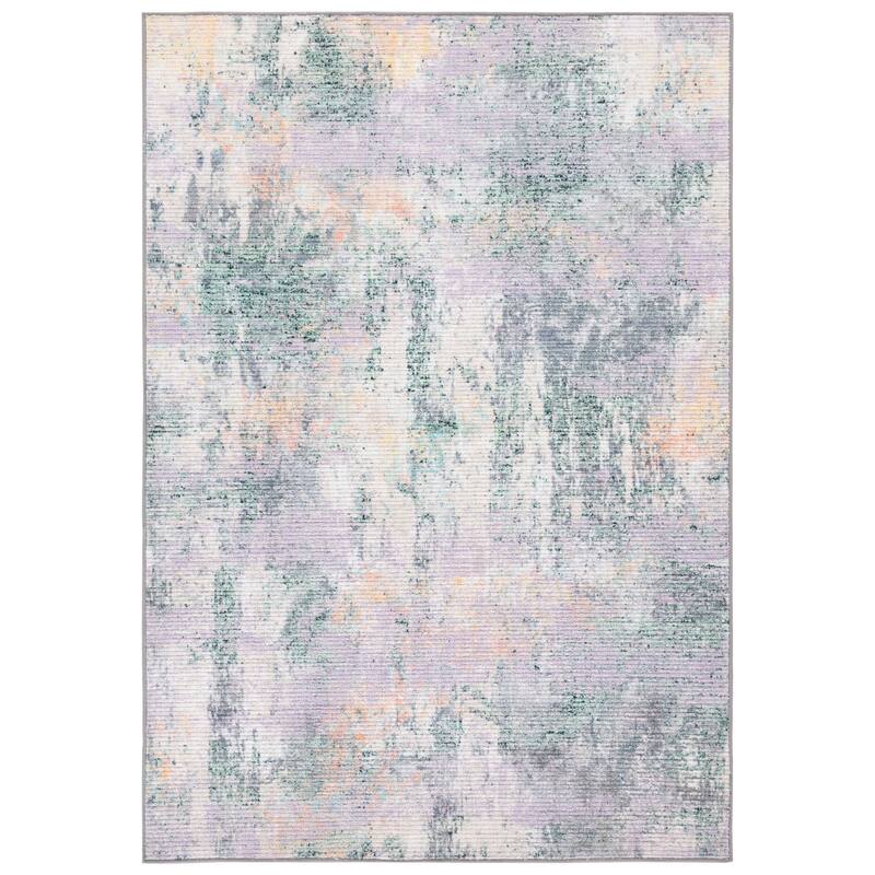 SAFAVIEH Sequoia Machine Washable Slip Resistant Cordella Rug - 6'7" x 9' - Green/Purple