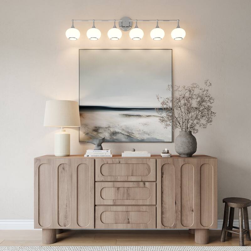 Acroma Aged Brass/Polished Chrome Finish Modern Globe Vanity Light