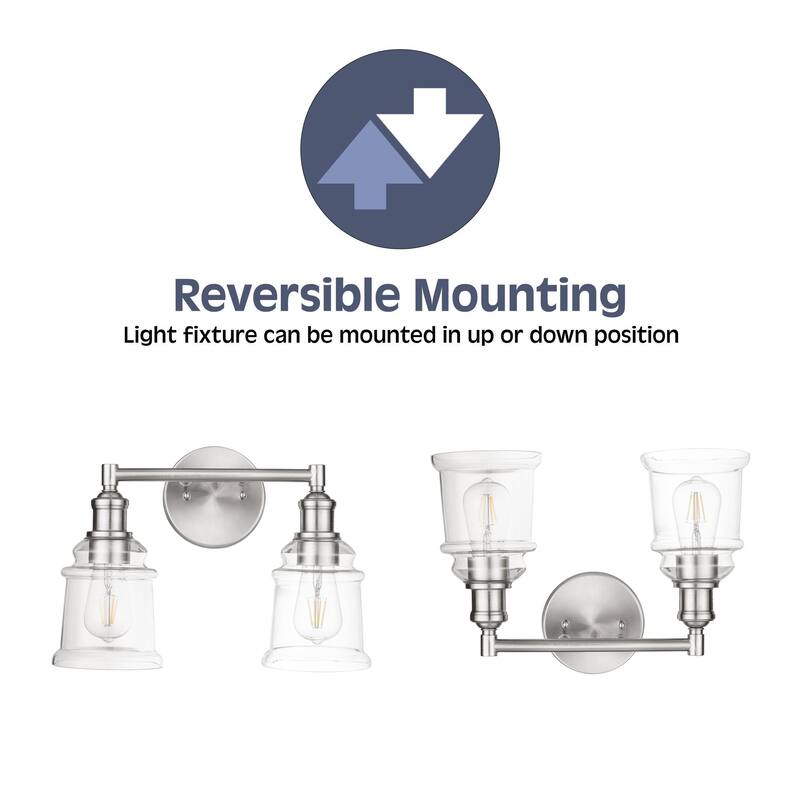 Prominence Home Eaton Ridge Industrial Farmhouse Bathroom Vanity Light, Brushed Nickel - Brushed Nickel