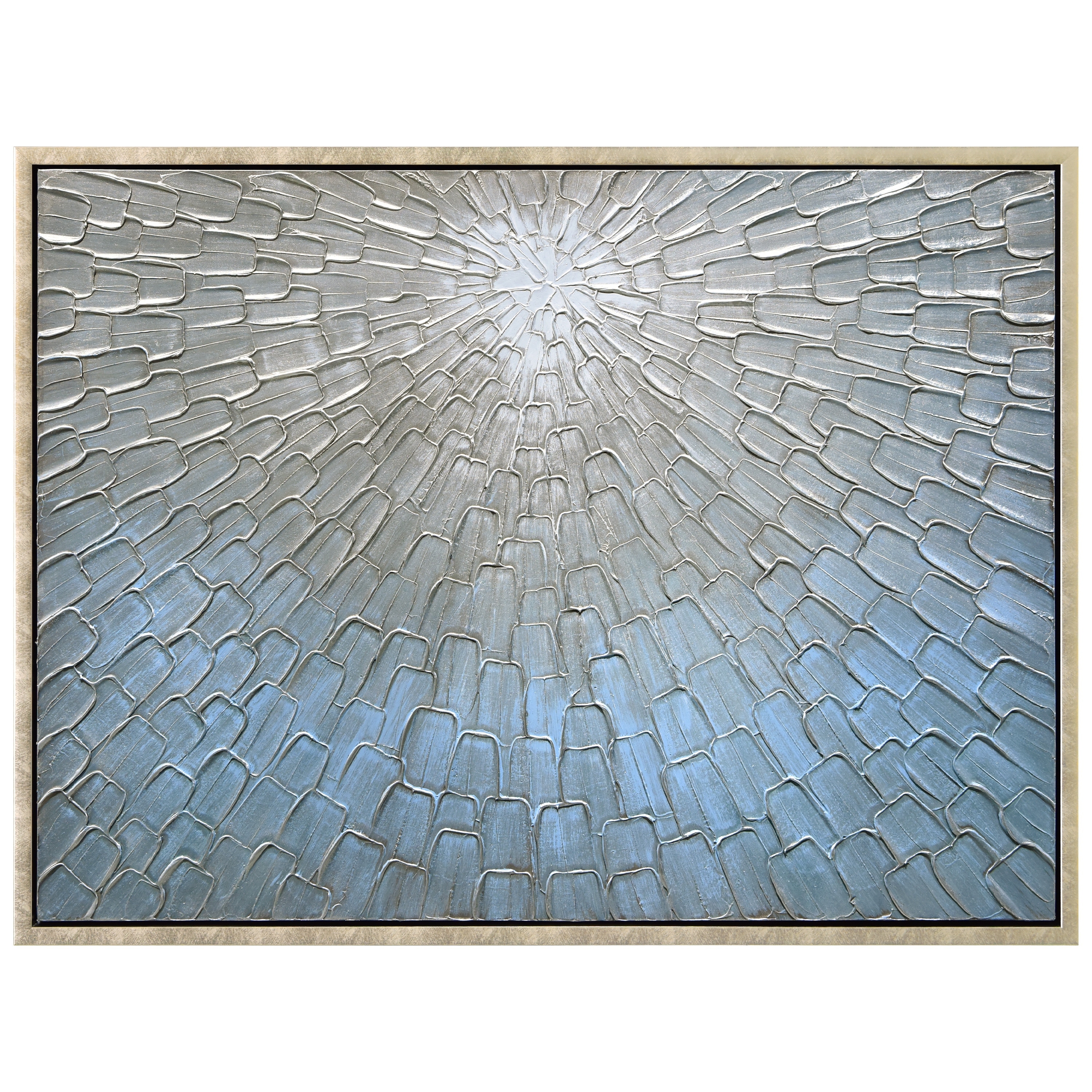 Silver Ice Textured Metallic Hand Painted Framed Canvas Wall Art, Set and Single