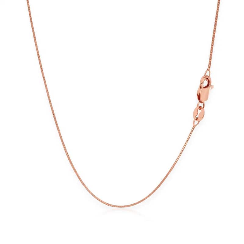 MayaMila 14k Solid Rose Gold Classic Box Chain Necklace 0.6mm