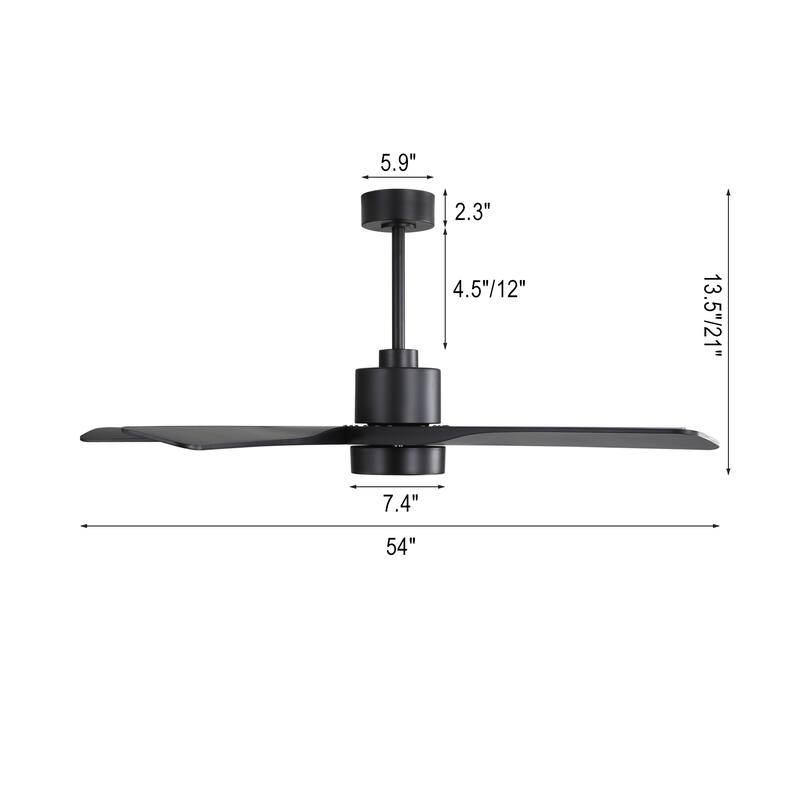 WINGBO 54" and 64" 5 ABS Blades DC Motor Indoor Ceiling Fan with Light & Remote
