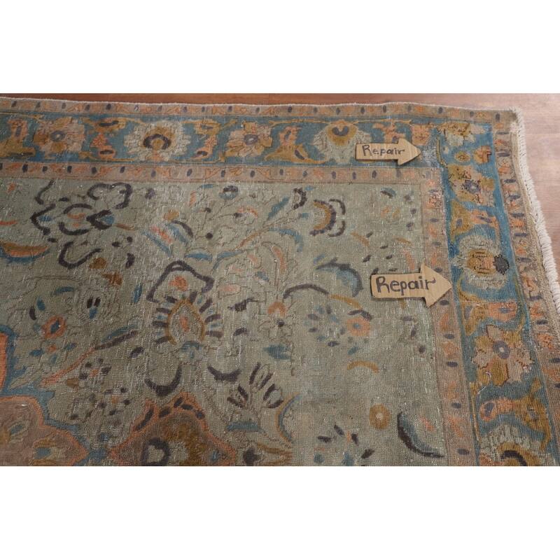 Distressed Over-Dyed Tabriz Antique Area Rug Handmade Wool Carpet - 6'3"x 9'11"