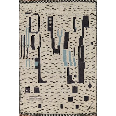 Moroccan Abstract Rug Hand-Knotted Wool Carpet - 7'8"x 10'3"