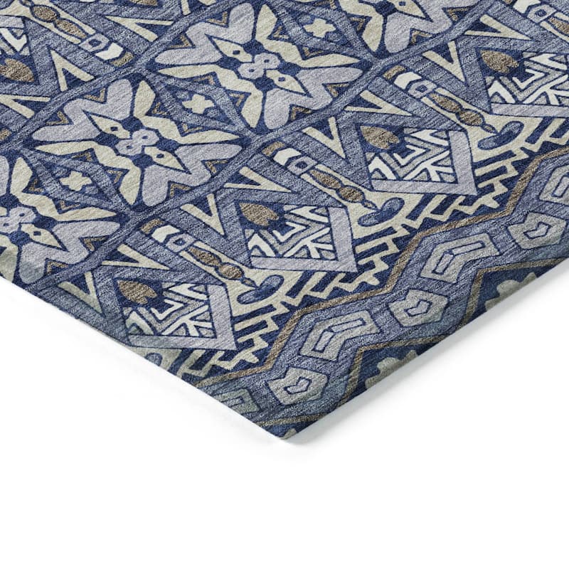 Machine Washable Indoor/ Outdoor Chantille Mosaic Global Rug