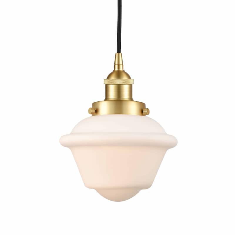 Innovations Lighting 616-1PH-10-8 Oxford Pendant Oxford 8" Wide Mini - Satin Gold / Matte White