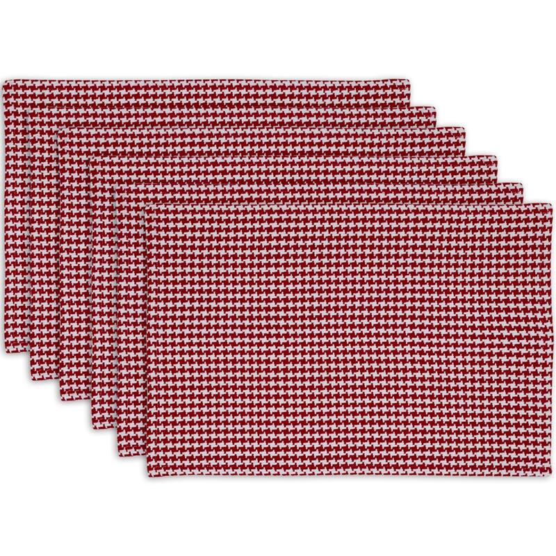 Tango Houndstooth Rectangular Placemats 13" x 19" Red White Set of 6