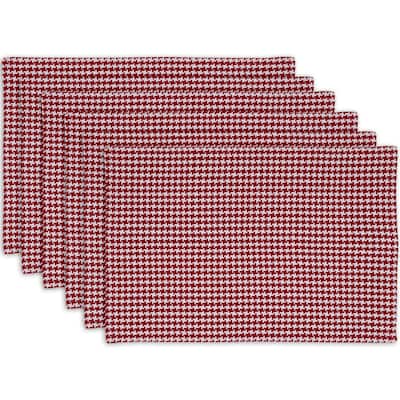 Tango Houndstooth Rectangular Placemats 13" x 19" Red White Set of 6