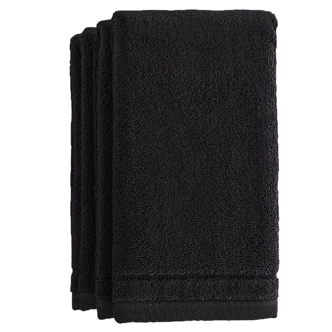 Creative Scents Cotton Fingertip Towels Set of 4 - 11X18 - Black