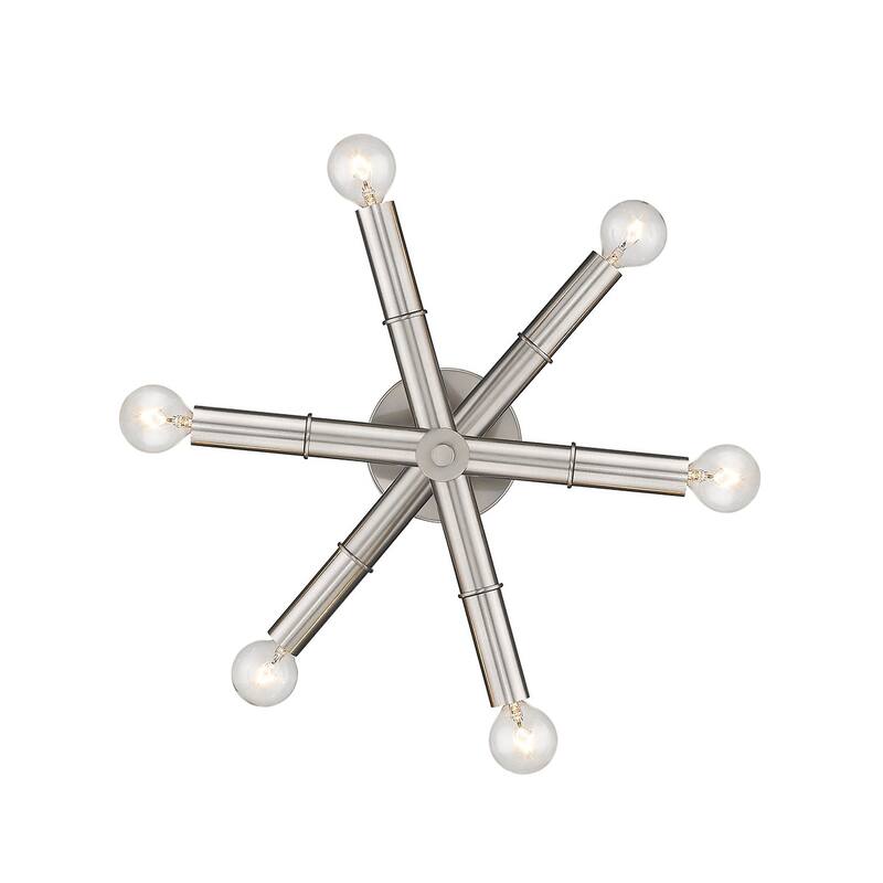 Satin Nickel Modern 6 Light Semi Flush Sputnik Ceiling Light