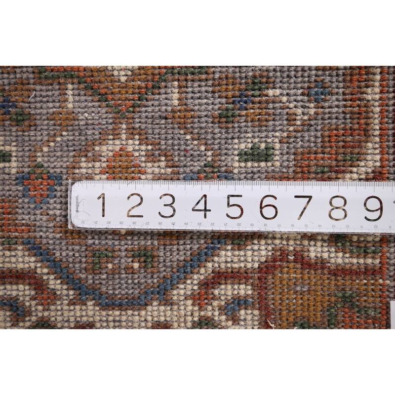 Geometric Heriz Serapi Indian Accent Rug Handmade Grey Wool Carpet - 2'1" x 3'2"