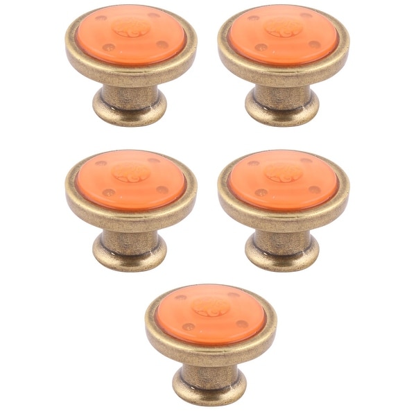 Home Bedroom Metal Furniture Drawers Cabinet Knobs Orange 1.3 Inch Outer Dia 5 Pcs