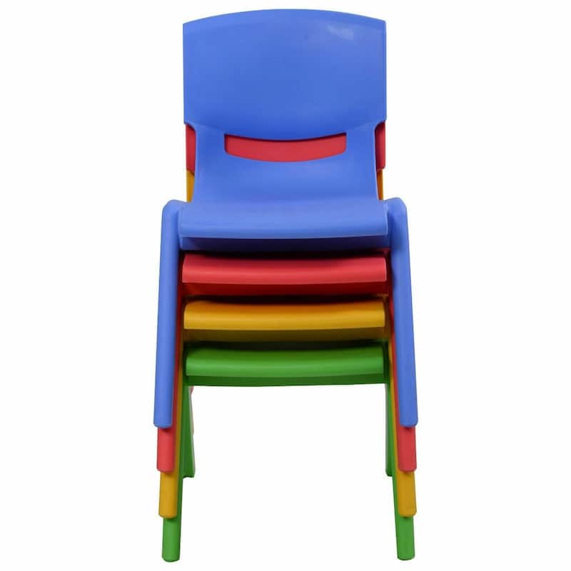 4-pack Colorful Stackable Plastic Children Chairs - 14" x 13" x 21" (L x W x H)
