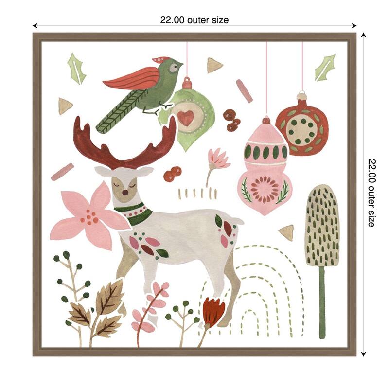 Reindeer Wishes V by Melissa Wang (22 x 22 in.), Framed Canvas Wall Art Print - Sylvie Dark Gold