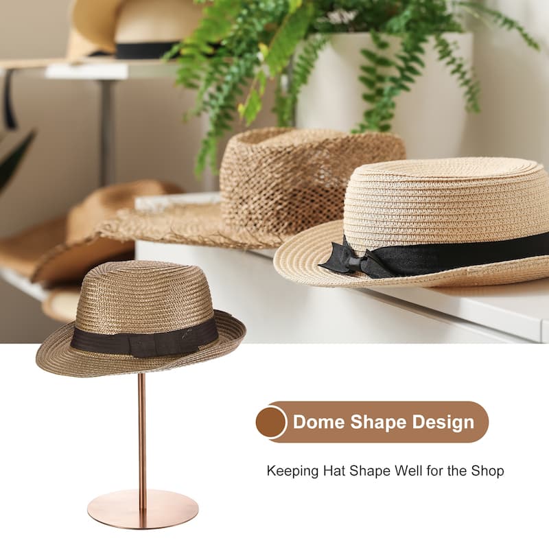 Metal Hat Display Stand 2 Pack Adjustable Hat and Wig Rack Holder - Rose Gold - Rose Gold