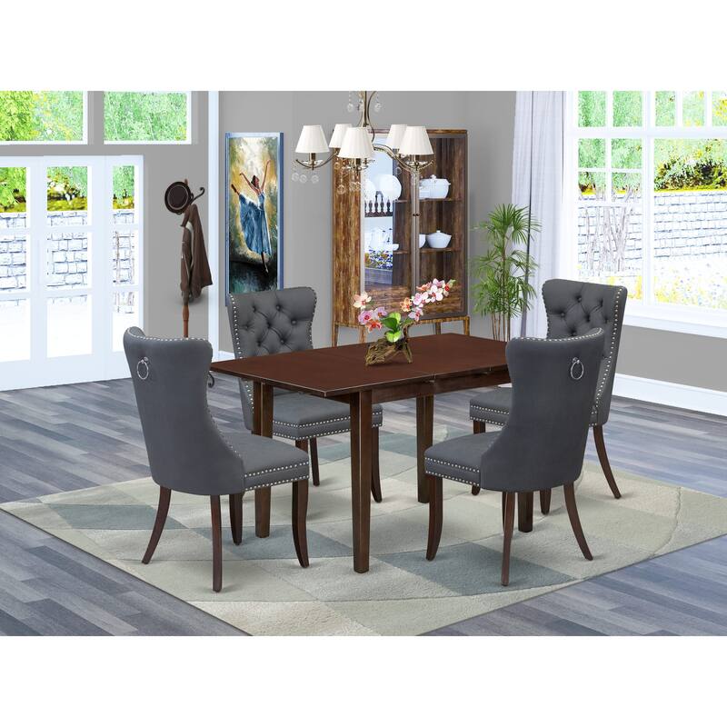East West Furniture Dinette Set Includes a Rectangle Dining Table and Upholstered Chairs, Mahogany (Pieces Options) - NFDA5-MAH-13