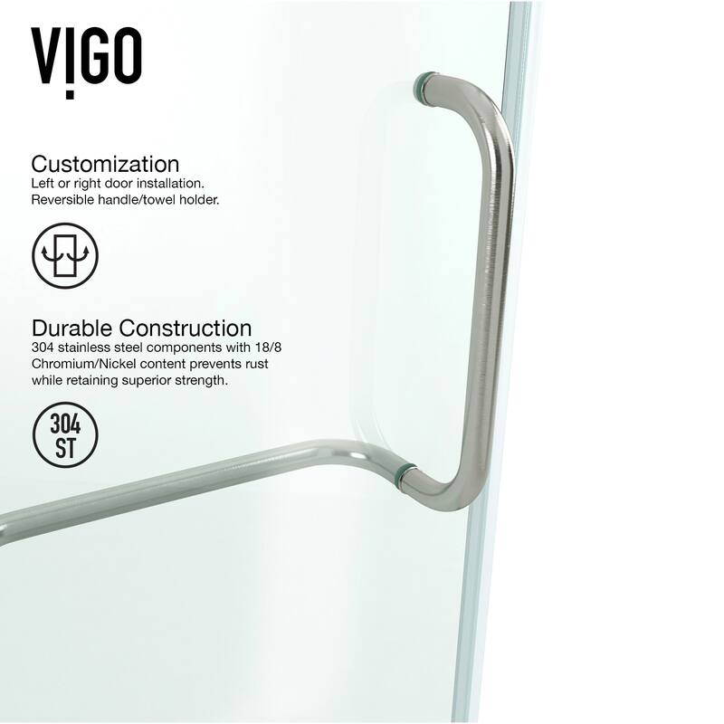 VIGO Pacifica 46"D x 34"W x 73"H Frameless Hinged Shower Enclosure