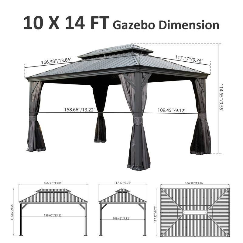 Domi Hardtop Gazebo with Galvanized Steel Double Roof and Aluminum Frame