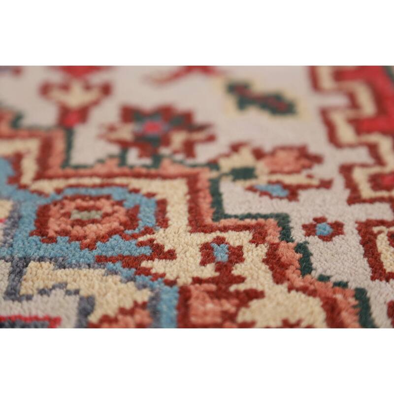 Geometric Heriz Serapi Indian Foyer Rug Hand-Knotted Wool Carpet - 3'0"x 4'11"