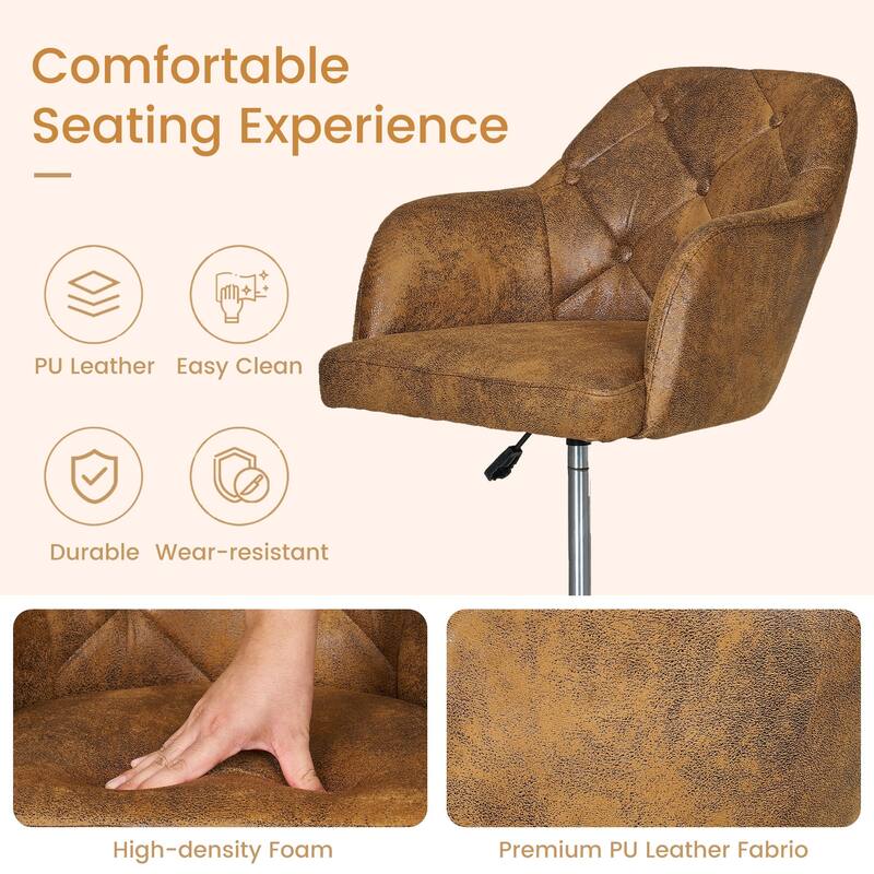 VECELO Swivel Wingback Tilting Task Chair with Tufted Naihead Trim Home Office Chairs Drafting Chairs(Set of 2)