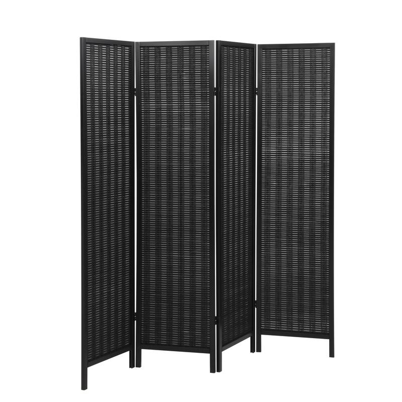 Roundhill Furniture Inkwell 4-Panel Bamboo Room Divider, Folding Portable Partition Screen