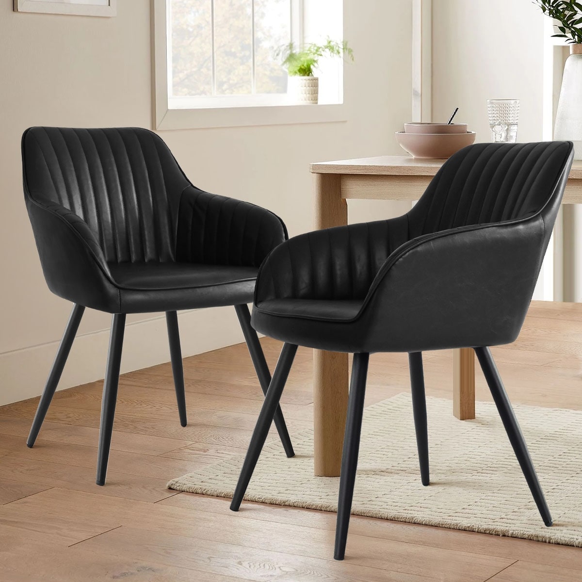 Upholstered Side Chair with Arms Set of 2