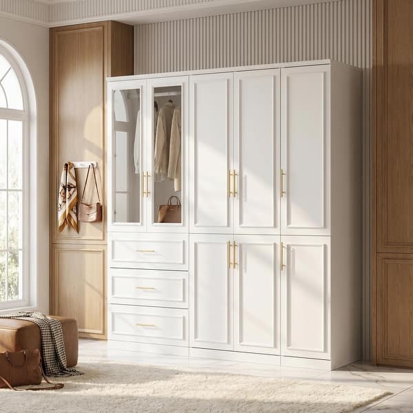 74.8"H Modular Armoire&Wardrobe Storage Closet Cabinet Organizer White Free-Standing Bedroom Dresser - Bed Bath & Beyond - 37778641 74.8"H Modular Armoire&Wardrobe Storage Closet Cabinet Organizer White Free-Standing Bedroom Dresser - Bed Bath & Beyond - 37778641