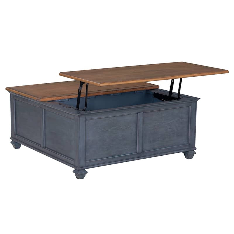 Bridgevine Home Americana 40 inch Lift-Top Coffee Table, No Assembly Required, Corduroy Blue Finish