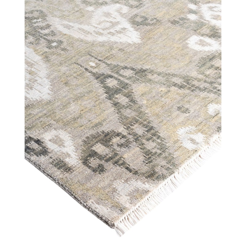 Ikat One-of-a-Kind Hand-Knotted Area Rug, Gray - 9' 0" x 12' 1"
