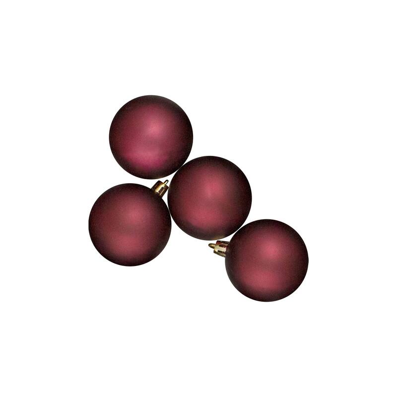 12ct Matte Burgundy Red Shatterproof Christmas Ball Ornaments 4"