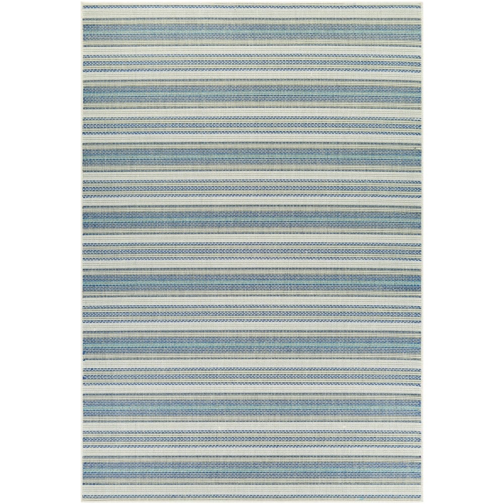 Dream Decor Rugs Samantha Sand Stripe Blue Beige Outdoor Area Rug