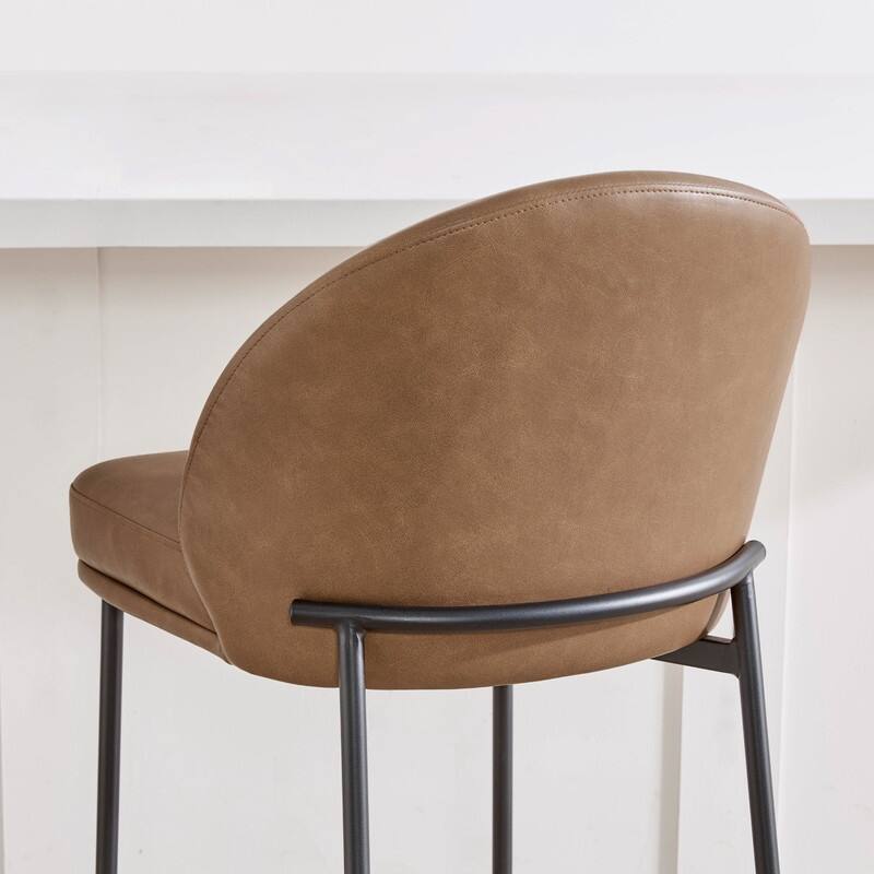 Spruce & Spring Upholstered Counter Bar Stool with Metal Frame