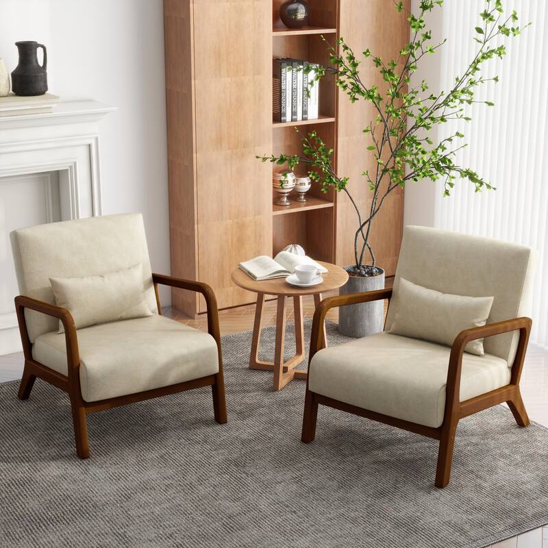 Upholstered Armchair Leisure Chair Accent Chairs Set of 2 with Pillow