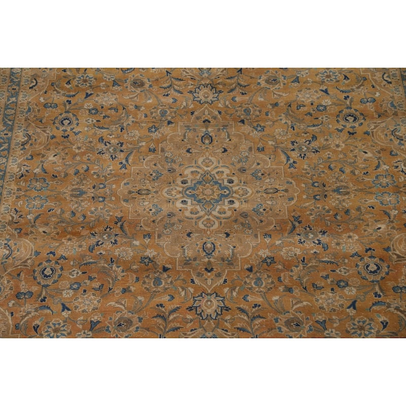 Traditional Floral Kashan Persian Rug Wool Hand-made Semi-antique - 9'9 ...