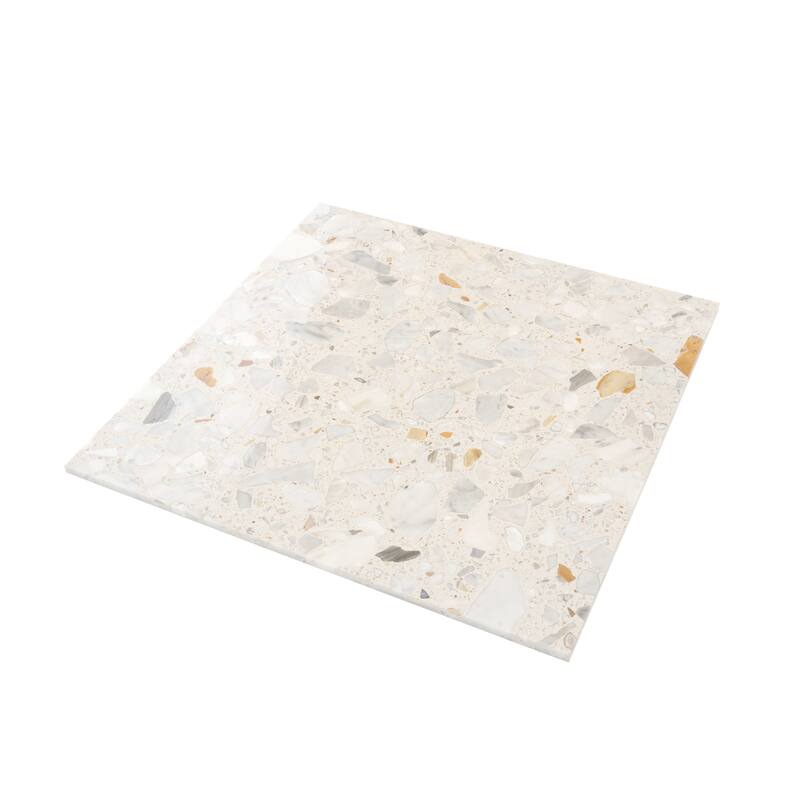 Apollo tile 24" x 24" Terraforma Polished Ivory White Gray Terrazzo Tile (15.5 sq ft/case) - 4 Pack