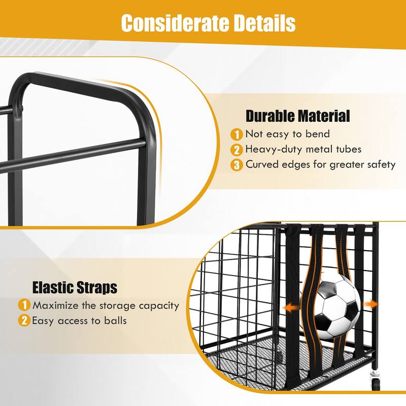 Gymax Garage Sports Equipment Organizer w/ Wheels Hooks & Baskets for