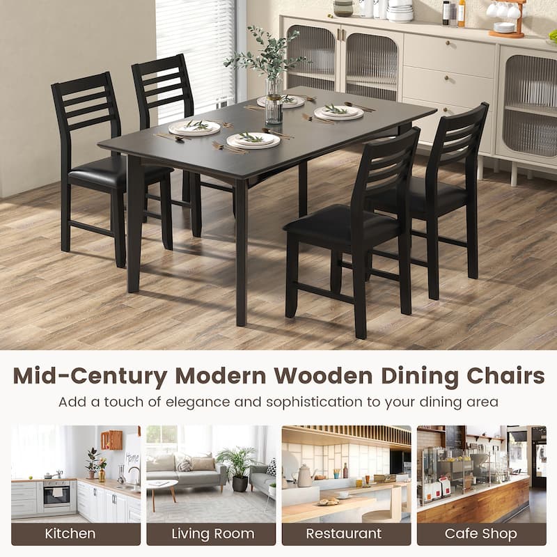 Gymax Wooden Dining Chair Set of 2 Kitchen Side Chairs w/ Rubber Wood