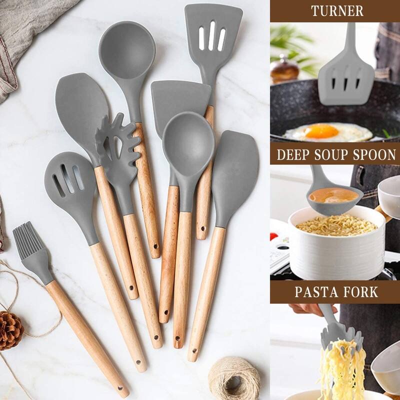 Kitchen Cooking Utensils Set, 33 pcs Non-Stick Utensils Spatula Set with Holder