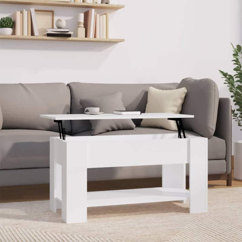 vidaXL Coffee Table Lift Top End Table Accent Side Sofa Table Engineered Wood - 39.8" x 19.3" x 20.5" - White