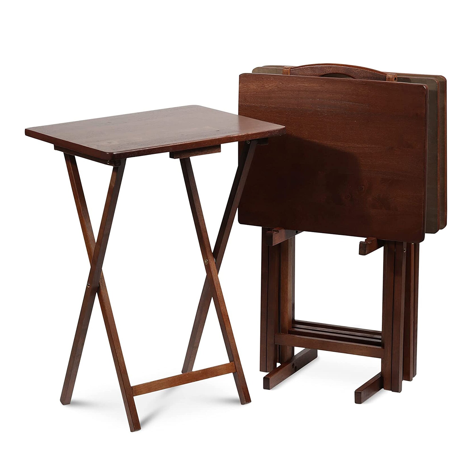 Wooden tv tray shop set with stand