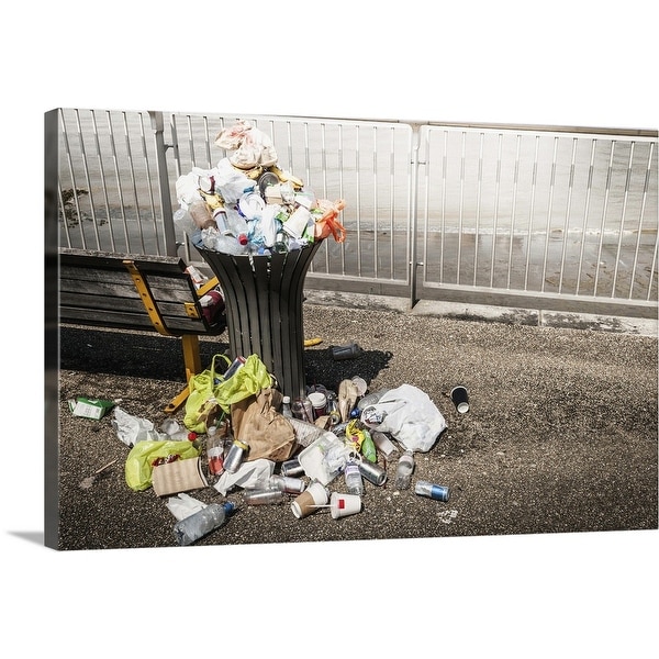 "Trash overflowing from bin" Canvas Wall Art