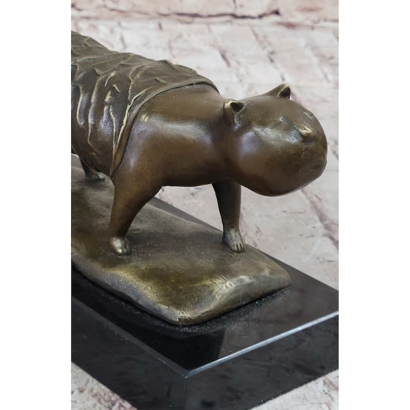 Fernando Botero Skinny Imitative Cat Bronze Abstract Modern Art Sculpture Statue Decor 7 Inches X 11 Inches