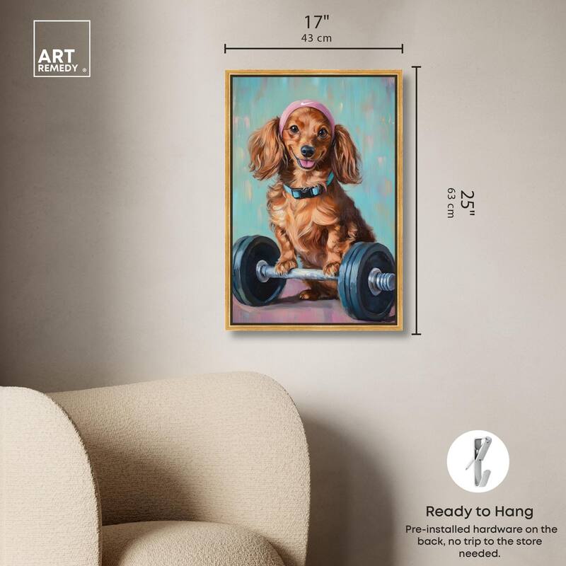 Cute Doxxie Work Out Canvas by Art Remedy