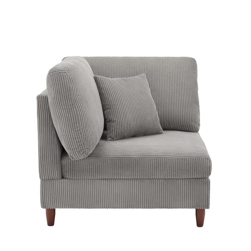 Corduroy Accent Chair with Ottoman Modular Couch Sectional Sofa